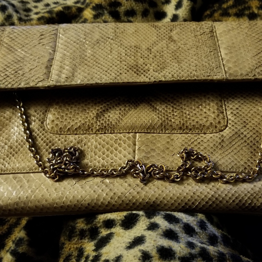 Genuine snakeskin envelope hand bag